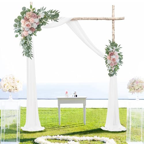 ponatia Hochzeitsbogen Blumen mit 7,8 m Bogenstoff, künstliche staubige Rose, Hochzeitsblume für Willkommensschilder, Dekorationen für Hochzeitszeremonie, Empfang, (Dusty Rose & Blush)