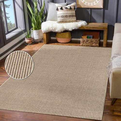 TT Home Outdoor Teppich Wetterfest Garten Schlafzimmer Flur Boho Motiv Unifarben Moderner Sisal Look Natur Optik, Größe:240x340 cm