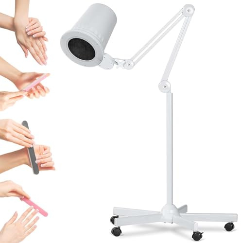 Nail Duster Collector,80w Nail Dust Fan Nail Cleaner for Manicure - 4500k Nail Vacuum Cleaner Powerful Dust Extractor with Led Light-Mobile Base Stand