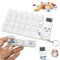 Sporgo Tablettenbox 7 Tage mit Alarm: Pillendose 7 Tage 4 Fächer, Medikamentenbox 7 Tage mit Timer und Wecker Erinnerung, Tragbarer Tablettenspender 7 Tage Tabletten Organizer für Medikamente (Weiß)