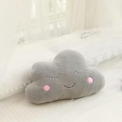 champracer Kuschel Deko-kissenkissen in Plüsch Stern/Wolke/Mond/Regentropfen Form,50cm-Deko Kissen Für Baby & Kinderzimmer,Kinderkopfkissen,Wärmekissen Für Mädchen & Jungen (Graue Wolken)
