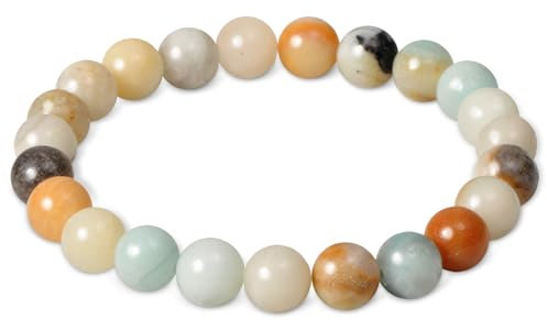 OEIOTEI Edelstein Armband für Damen - Naturstein Armbänder mit Heilsteinen & Chakra Yoga Design (8mm Dehnbar) mit Amazonit