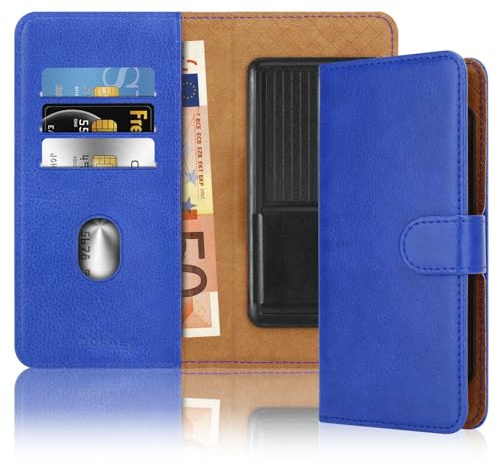 Cadorabo Klapphülle kompatibel mit WIKO Y81-Handyhülle mit Kartenfach, 360 Grad Schutzhülle zum klappen- Flip Case Book Cover PU Leder Handytasche klappbar BLAU