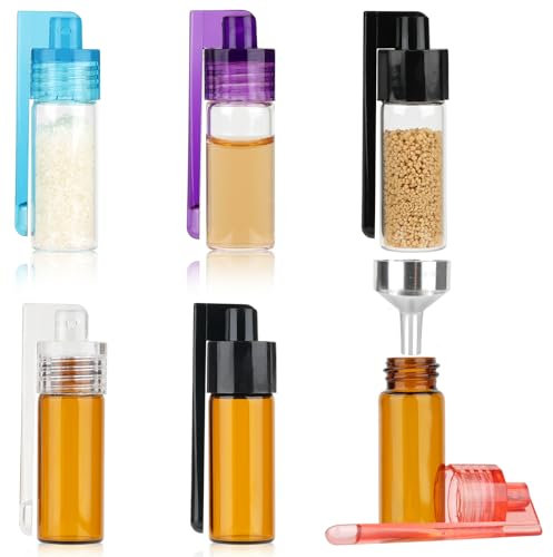 Gewürzpulver Dosierer, 6 Stück Gewürzpulver Werkzeug Set mit Löffel und Trichter, Auslaufsichere Mini Aufbewahrungsflasche für Salz, Pfeffer, Gewürze,Wasserdicht Dosierer für Camping, Küche, Reisen