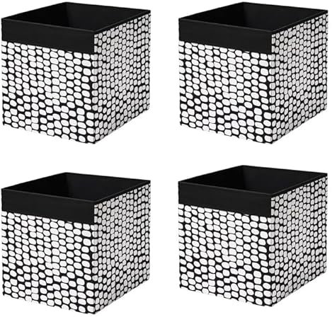 DRÖNA Fach Box (4er Pack), schwarz/weiß, 33x38x33 für Kallax