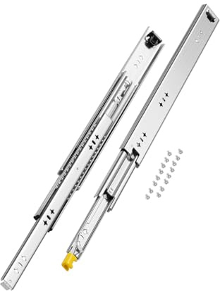 VEVOR Glissière de tiroir à extension complète, 1 paire, coulisse de tiroir verrouillable, 500 mm, capacité de charge 113,4 kg, rail coulissant à montage latéral avec roulement à billes et verrou