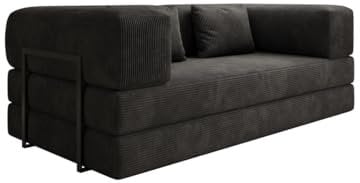 Luxusbetten24 Designer Sofa Lazy 3 Sitzer in Cord Schwarz
