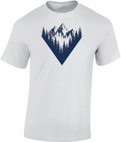 Baddery Wander T-Shirt Herren - „Waldgipfel“ | Shirt für Wanderer & Bergsteiger mit Berg-Motiv