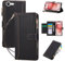 FALUWONRU for iPhone 7/8/SE 2020/SE 2022 Phone Case with Card Holder Luxury Leather Wallet Case for Women Flip Stand Cover Magnetic Zip Closure 5 Card Pockets Soft Texture - Black