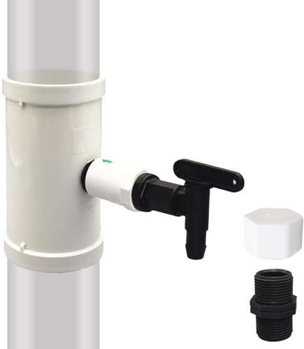 FONDUO Regenwassersammler Fallrohr 110mm Regentonnenumlenker Mit Wasserhahn Für 70/110mm Fallrohre Gartenbewässerung Regenwasser-Recycling Komplettset (B)