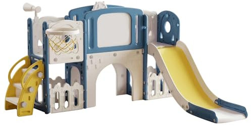 Prokoke Scivolo per Bambini, Scivolo da Giardino per Bambini, Scivolo per Bambini da Casa Interno, Centro per Il Parco Giochi Esterno per Esterno (XST-Blue Yellow)