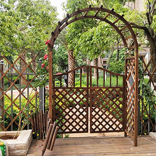 Gartenbogen aus Holz mit Tor, stabile Pergola-Laube für Kletterpflanzen, einfach zu montieren, Rasentorbogen im Freien (1,2 m)