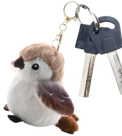 Kuscheltier-Schlüsselanhänger, süßes Vogelspielzeug -Realistischer Plüsch-Spatz-Schlüsselanhänger,Weicher Taschenanhänger, gefülltes Vogelspielzeug für Tragetaschen, Schultaschen, Rucksäcke, Messenge