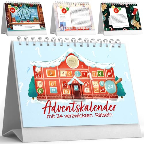 Rätsel Adventskalender 2025 – Tischkalender mit 24 Seiten voller Rätsel – Adventskalender für Erwachsene, Kinder & Jugendliche – tägliches Rätselvergnügen fürs Büro & Zuhause