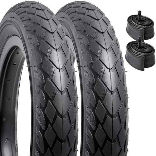 YunSCM 2PCS de neumáticos para Bicicleta de 12 Pulgadas 12x2.0 Cubierta 50-203 y 2PCS de cámara de Aire de 12/12.5 Pulgadas válvula SV/AV32mm Compatible Ciudad/Carretera /12x2.0 neumáticos y cámaras