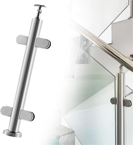 Geländerpfosten aus Edelstahl, 80 cm Höhe, Gartenzaun, Zaunstange für Außenterrassen, Terrassen und Balkone – Modell B-MID