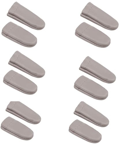 Febbya Fingerschutz aus Leder,6 Paar Fingerhut Nähen mit Stichschutz,Gestrickt Daumen Fingerkuppenschutz,Nähen Filz,Fingerlinge zum Nadelfilzen für Filzen Handarbeiten Nähen DIY (Zufällige Farbe)