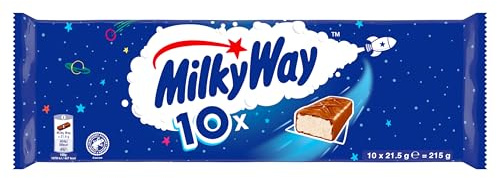 MILKY WAY Barres Chocolat au Lait Nougat Fouetté 10 Barres de 21,5g | Barres de chocolat au lait onctueux et nougat pour une pause gourmande à partager en famille ou entre amis