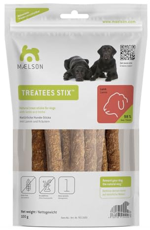 Maelson Treatees Stix Lamm Hundesnack, 100 g - die gesunde Belohnung! - Natürliche Sticks für Hunde als ideale Snack Belohnung
