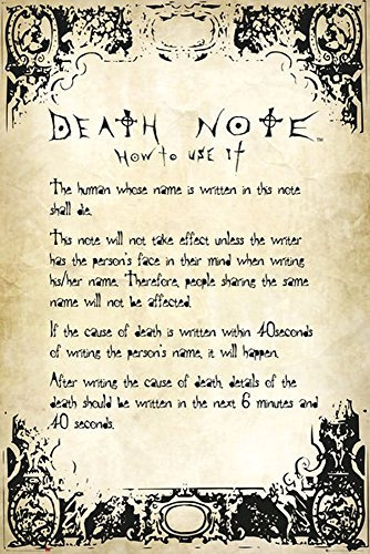 Death Note Rules - Manga - Anime Poster Plakat Druck - Größe 61x91,5 cm