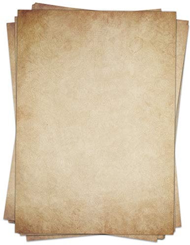 50 Blatt Briefpapier (A4) | Altes Papier - Vintage braun | Motivpapier | edles Retro Design Drucker Papier | beidseitig bedruckt | Bastelpapier Urkundenpapier beige alt | 90 g/m²