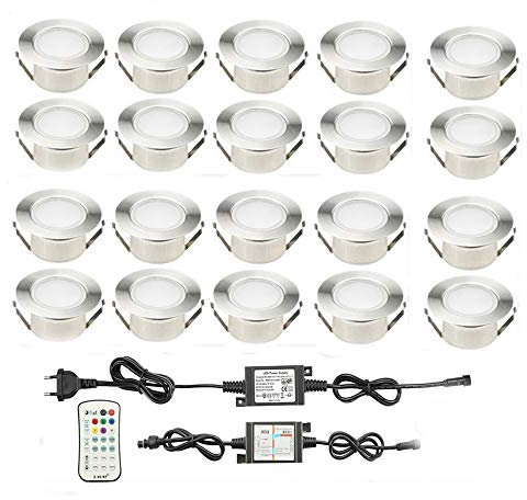 SUBOSI 20er RGBWW (4 in 1) LED Bodeneinbauleuchten Ø61mm Einbaustrahler LED DC12V Boden Licht IP67 Wasserdicht Einbauleuchten Außen Terrasse Garten Spots außenbereich
