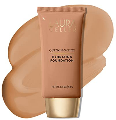 LAURA GELLER NEW YORK Quench-n-Tint Hydrating Foundation (Medium/Deep) Natural Glow Finish - Light Foundation with Hyaluronic Acid for a Refreshing Feel