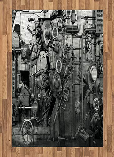 ABAKUHAUS Schwarz-Weiss Teppich, Maschine in der Fabrik, Deko-Teppich Digitaldruck, Färben mit langfristigen Halt, 120 x 180 cm, Weiß und Schwarz