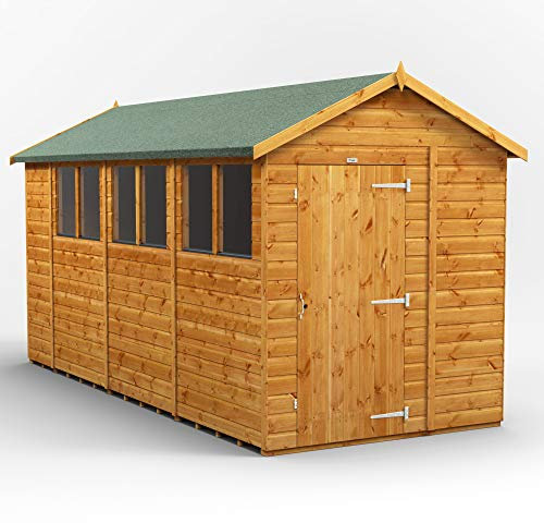POWER High Grade Premium Apex Garden Wooden Shed with Security Features, PVC Window Sills, Door & Window Flexibility, made from Extra Thick Timber & Toughened Glass