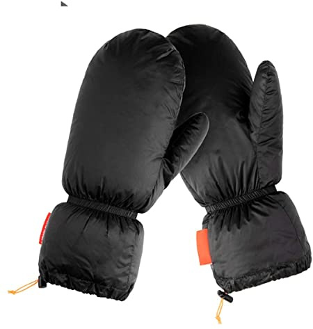 WING Extrem warm Fäustling Handschuh Herren und Damen Winterhandschuhe Thermo Skihandschuh Snowboardhandschuhe, 90% Gänsedaunen Füllung, schwarz