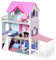 HOMCOM Casa delle Bambole in Legno, Casetta delle Bambole per Bambini a 3 Piani con 13 Accessori, Giocattolo per Bambini 3+ Anni