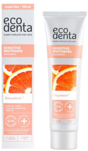 Ecodenta Sensitive Teeth Whitening Toothpaste Fluoride Free - Vegan Friendly Natural Toothpaste for Those with Sensitive Teeth or Porcelain Veneers 100ml