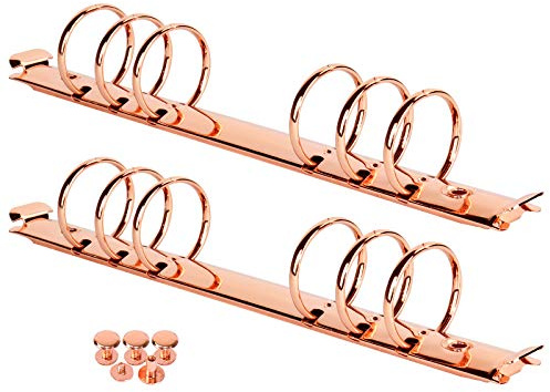 A5 Notebook Binder Mechanism Replacement Kit 2 Pcs 6-Holes 30mm Metal Loose Leaf Binders Spines Combs for Binder Planner Folder Planner Accessories(A5-30MM, Rose Gold)