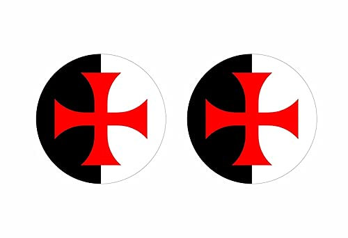 Akachafactory 2 x Aufkleber, rund, Motiv: Wappen Tempelritter R1