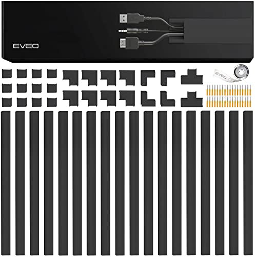 306 Cord Hider, Cable Concealer Cord Cover Wall- Paintable Wire Covers for Cords- Wire hiders for tv on Wall- Cable Management kit Including Connectors & Adhesive Strips- Cable Raceway- Black
