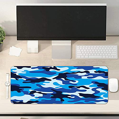 FINDING CASE Printed camouflage Size 30 cmX80 cm Large Mouse pad Gaming mouse mat Non Slip waterproof PU Leather base desk mat Black for Mouse Mice MousePad… (30 cmX80 cm, 11.blue camouflage)