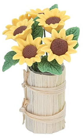 Puppenhaus Miniatur Blumen, Ton + Eisendraht Puppenhaus Sonnenblume Miniatur Pflanzen Dekoration