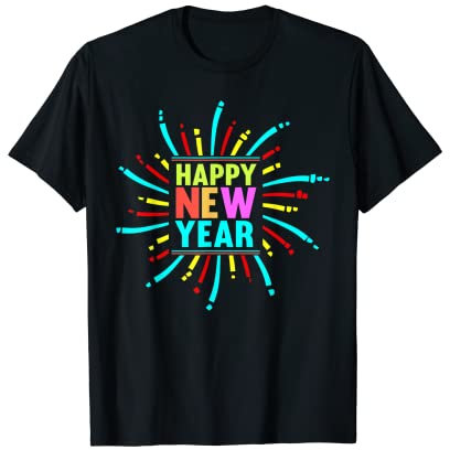 Feuerwerk Silvester Feier Konfetti Happy New Year T-Shirt