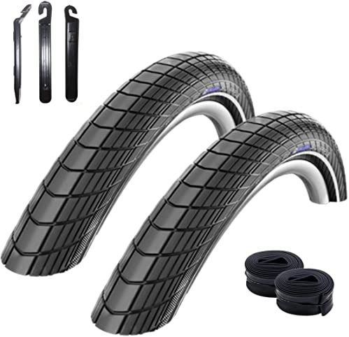 2 x Schwalbe Big Apple Reflex Schwarz 60-622 (28 x 2,35)+ 2 Schwalbe Schläuche DV19 inkl. Reifenheber