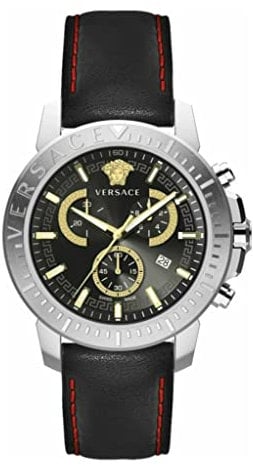 Versace Herren Analog Quarz Uhr mit Leder Armband VE2E00121