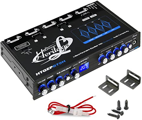 Lanzar Égaliseur paramétrique 4 Bandes – Connectivité Audio sans Fil Bluetooth, éclairage de lumière Bleue, Fonctionne avec Tous Les Derniers appareils d'aujourd'Hui, Prise d'entrée auxiliaire de 3,5