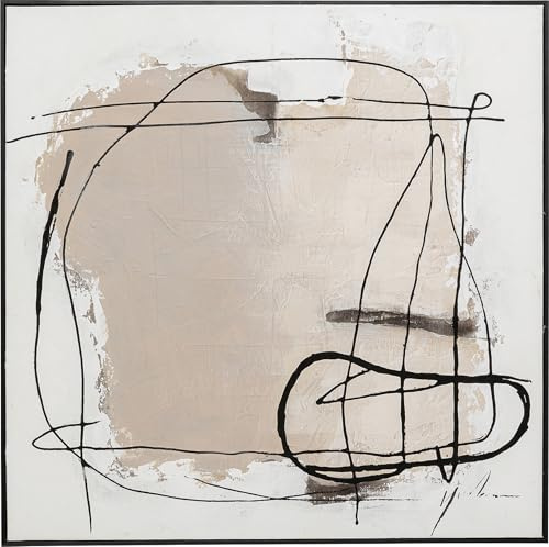 KARE Design Framed Picture Dust, Grey, Aesthetic, Abstract Canvas Wall Art, Room Decor, Home Decoration, Framed Artwork for Living Room, Bedroom, Hallway, 100x100 cm (HxW)