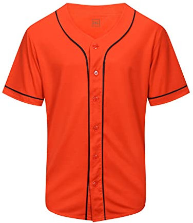 KUAIPAO Blanko-Baseball-Trikot, kurzärmelig, einfarbig, Sportuniform für Herren und Damen (weiß, schwarz, rot, blau, S-3XL), Orange/Abendrot im Zickzackmuster (Sunset Chevron), XXL