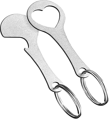 Norhogo 2 Stück Edelstahl Einkaufswagenlöser, Einkaufswagenchip als Schlüsselanhänger Abziehbarer Einkaufswagenlöser mit Flaschenöffner für Alle Einkaufswagen