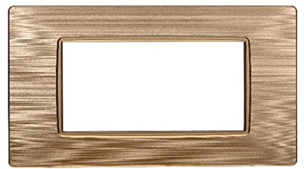Placa compatible con Vimar Plana (4 módulos/asientos, oro satinado), Cubre Enchufes, Embellecedor Interruptor Pared