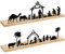 Geelin Weihnachtskrippe Sets Metall Krippendekorationen Moderne Krippe mit Holzsockel Innen Schwarz Krippe Set für Tisch Regal Home Ornament, 2 Stück