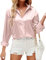 HANERDUN Camicia Donna Elegante Camicia Button Down in Raso di Seta Maglia a Tinta Unita Top
