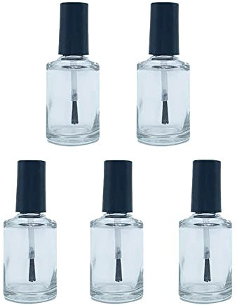 FSSTUD Transparente Glas-Nagellack-Flaschen, Behälter, Nagelhaut, Öl, nachfüllbar, Kosmetikbehälter für Nagelkunst, 5 Stück