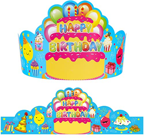 AUGTHEEP Pack of 36 Birthday Crowns for Kids - Colorful Paper Party Hats for Students Classroom School VBS Party Supplies