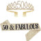 Geburtstag Königin Schärpe & Strass Tiara Kit - 21. 30. 40. 50. 60. Geburtstag Geschenke Geburtstag Schärpe für Frauen Geburtstag Party Supplies (Gold 50th)